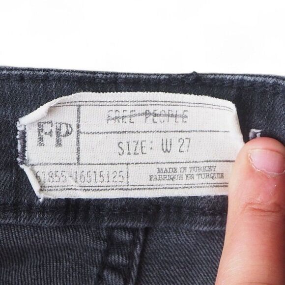 Free People High Rise Distressed Black Skinny Jeans Women's 27 - Picture 3 of 11